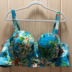 Vintage Torrid Swim Bikini Swimsuit Retro Underwire Tropical Tiger Size 4